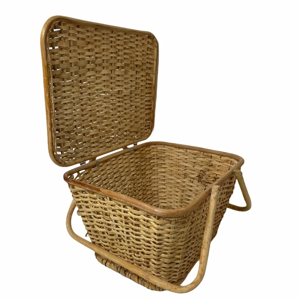 Vintage Picnic Basket Hand Woven Romantic Decor Large Hand Crafted High Quality